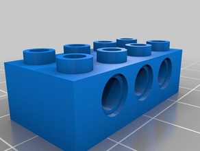 my customized lego-compatible brick 2x4 tecnik construction toys 3d print model - Mito3D
