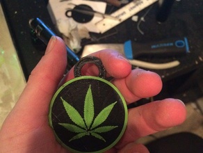 pot leaf keychain necklace keychains cannabis emblem key chain marijuana smoke weed 3d print model - Mito3D