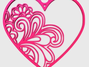 coração pingente de flor jóias 3d fácil impressão charme é flores corações vida amor 3d print model - Mito3D
