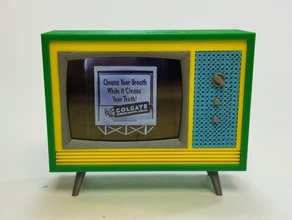 working miniature television model furniture 1950s 50s dollhouse tv video 3d print model - Mito3D