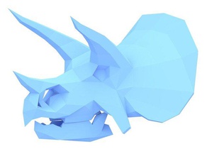 düşük poli triceratops kafatası hayvanlar fosil poly 3d print model - Mito3D
