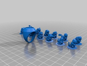 anel toppers poke monstro conjunto A impressão 3d 3d print model - Mito3D