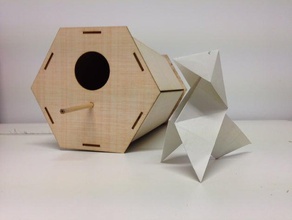 madeira hexagonal ninho sturnus vulgaris pássaro animais 3d print model - Mito3D