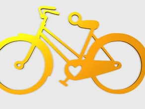 bicycle pendant jewelry 3d easy print keychains bycicle bycle charm girl heart love nature 3d print model - Mito3D