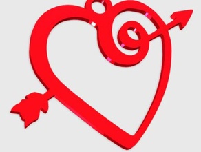 coeur pendentif flèche bijoux 3d facile d'impression les flèches le charme imprimez en toute simplicité cadeau cœur l'amour d'amour la saint-valentin 3d print model - Mito3D