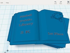 5k trophée - pile de livres livre la grenouille leapfrog creatr bibliothèque le 3d print model - Mito3D
