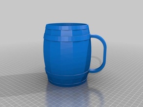 large barrelcask shaped mug 32oz almost 1 liter capacity kitchen dining beer cup stein wood 3d print model - Mito3D