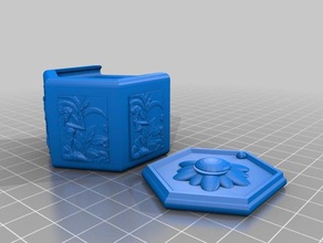 asiatique charme de la boîte art verrouillage du clic couvercle coulissant-fort 3d print model - Mito3D