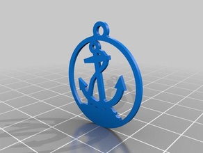 anchor pentant 2d art cool jewelry necklace pendant 3d print model - Mito3D