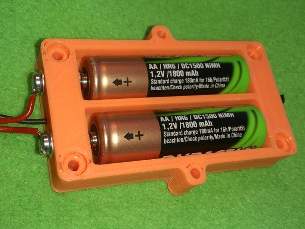 battery pack 2xaa batteries diy aa holder 3D print model - Mito3D