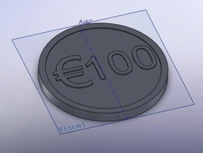 har 100 euro coin other 3d print model - Mito3D