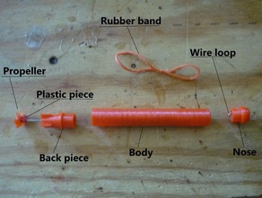 rubber band powered torpedo mechanische Spielzeuge Gummi-band - Spielzeug 3d print model - Mito3D