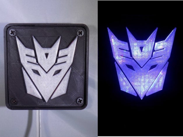 decepticon transformers led nightlight lamp household 3d abs android arduino art audio autobot awesome bed bedroom bendlay black bolt box building bumblebee camera collection colorful colors computer container cool customizable droid dual engineer engineering extrude extruder faire fashion featured flashforge fun gadget gadgets game games hang hanger hobby hold holder house hubs ir kitchen laptop learn learning leds lighting lightitup lights logo make maker makes magazine math megatron mobile model models new newest night light nut office physics pla popular print printer prop props random remote rgb robot robotics screw screws sculpture scupltures sign signs spool tablet tool tools toy toys transformer translucent video wall 3D print model - Mito3D