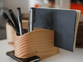 legno balena desk organizer organizzazione iphone office telefono 3d print model - Mito3D