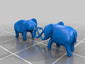 elefantes fazendo coração esculturas 3d print model - Mito3D