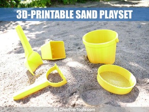 3d-printable sand play set playsets beach bucket grovel holiday kids mold pail park playset rake sandbox sandcastle sculpture scoop sea shovel sieve sifter strainer summer toy toys vacation 3d print model - Mito3D