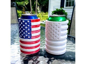 4th july american flag coozie - pencil sharpie holder kitchen & dining america beer can day insulator pen pop soda 3d print model - Mito3D