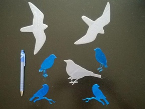 aves de la silueta Arte en 2d 3d print model - Mito3D