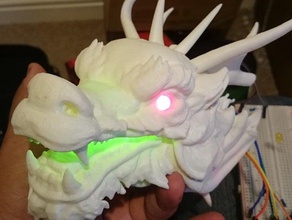 dragon head - glowing eyes mouth sculptures glow led light lightitup night 3d print model - Mito3D