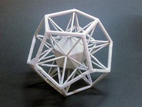 dual polygons icosahedron + dodecahedron math art bridges fan layer overhangs polyhedron stringing test torture 3d print model - Mito3D