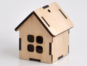 small wooden house decor lasercut plywood 3d print model - Mito3D