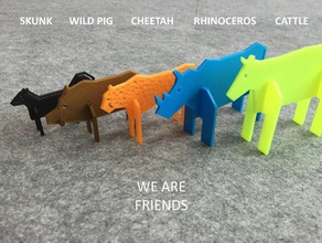 simple animals 10 animal cattle cheetah rhino skunk wild pig 3d print model - Mito3D
