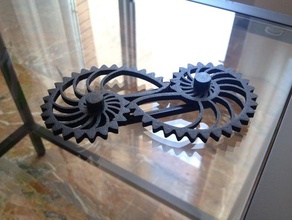 nautilus gears - one-sided bar caps interactive art gearbox 3d print model - Mito3D