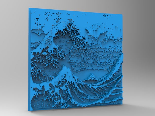 minecraft 3dprinting art de la mosaïque - grande vague au large kanagawa L'impression 3d hokusai japon katsushika 3D print model - Mito3D