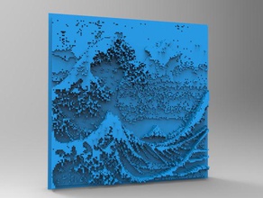 minecraft 3dprinting de arte azulejo - gran ola kanagawa La impresión en 3d hokusai japón katsushika 3d print model - Mito3D