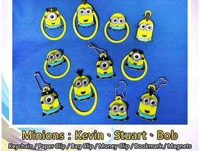 minions keychain paper clip bag money bookmark magnets office charm charms minion clips 3d print model - Mito3D