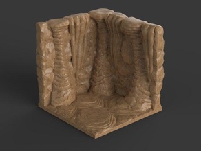 caverns dungeon tiles - corner section games dnd dungeons dragons openforge roleplaying 3d print model - Mito3D