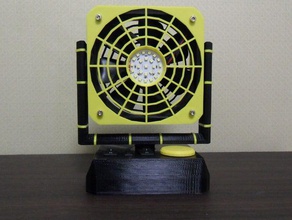 área de trabalho do ventilador resfriamento & diodo emissor luz - deskfan desenho em 3d diy fã 3d print model - Mito3D