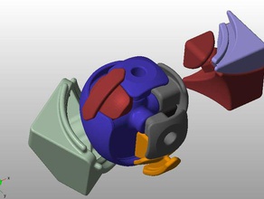 asymétrique dino 2x2 rubik's cube échelle 128 3d print model - Mito3D