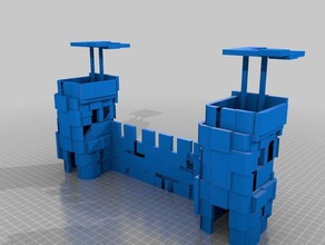 castle wall buildings & structures archer defending knight mideval stone turret 3d print model - Mito3D