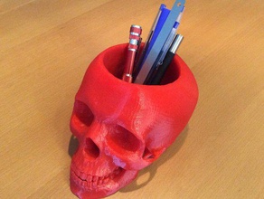 skull pen pencil holder decor desk 3d print model - Mito3D