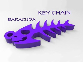baracuda clé de la chaîne porte-clés animal os du poisson un trousseau clés sceleton 3d print model - Mito3D