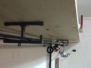 fishing rod holder hanger organization fish under shelf 3d print model - Mito3D