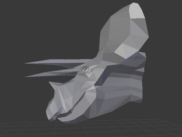 baja poli triceratops cabeza a los animales bender dino dinosaurio lowpoly 3D print model - Mito3D