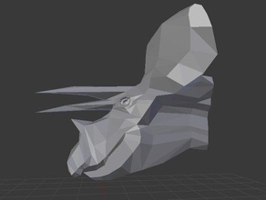 low poly tricératops tête animaux bender dino dinosaure lowpoly le 3d print model - Mito3D