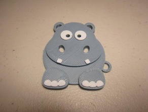 hippos tag 2d art animal badge cartoon 3d print model - Mito3D