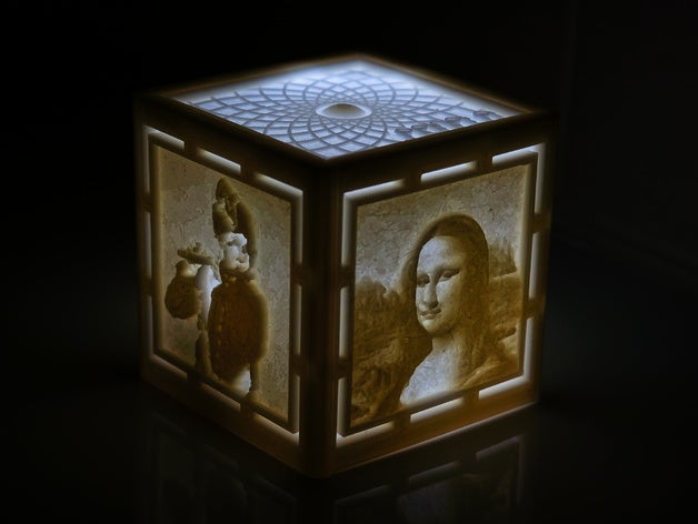 pictart lightcube lithophane resimleri dekor abajur lightitup mona Lisa prinpla 3D print model - Mito3D