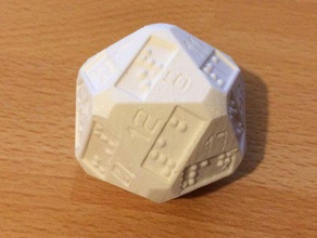 d20 20 sided dice additional braille numbers blind 3d print model - Mito3D