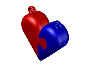puzzle cuore pendente accessori 3d print model - Mito3D