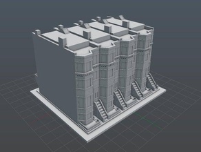 boston row house - block 4 buildings & structures 3d print model - Mito3D