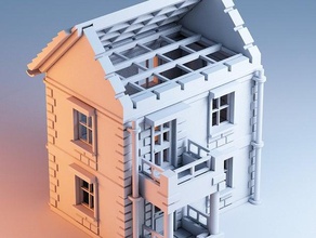 druckbare Stadthaus 1 Gebäude & Strukturen Architektur beam block Haus Innenraum der Miniatur Modell Dach scale-Modell Wände Fenster 3d print model - Mito3D