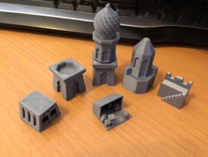 medina replacement upgrade pieces games boardgame board game market miniature stable tower wall well 3d print model - Mito3D