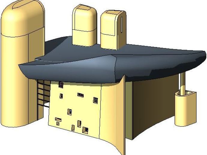 ronchamp edifícios estruturas frança le corbusier 3D print model - Mito3D