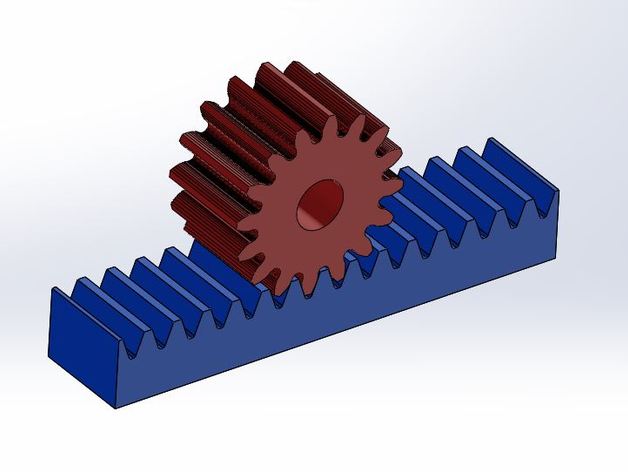 rack pinion gear set example engineering gears 3D print model - Mito3D