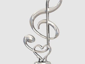 clef sol decor coeur heart musique 3d print model - Mito3D