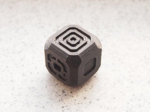 simplistic symmetric die dice 6 bead concentric circles gaming hollow indentations random randomness rounded symmetry 3d print model - Mito3D